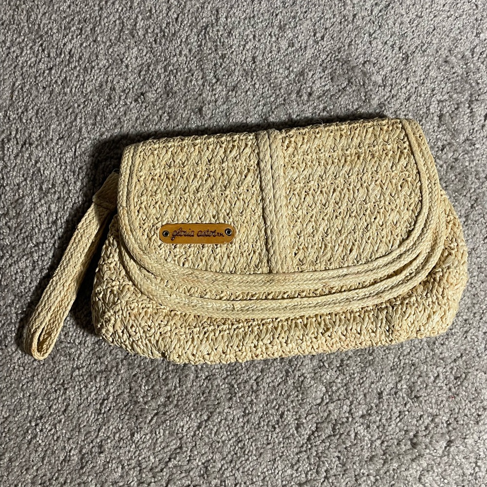 Tan Gloria Astor Woven Clutch